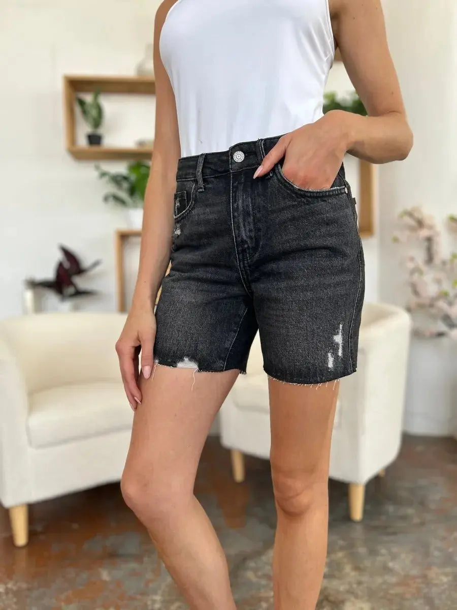 Judy Blue Full Size High Waist Rigid Magic Denim Shorts - Love Salve